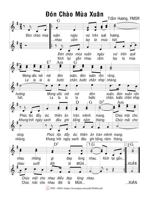 Sheet PDF of Đón Chào Mùa Xuân