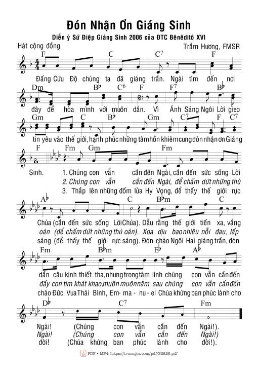 Sheet PDF of Đón Nhận Ơn Giáng Sinh