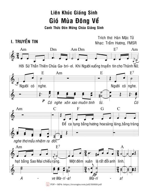 Sheet PDF of Gió Mùa Đông Về