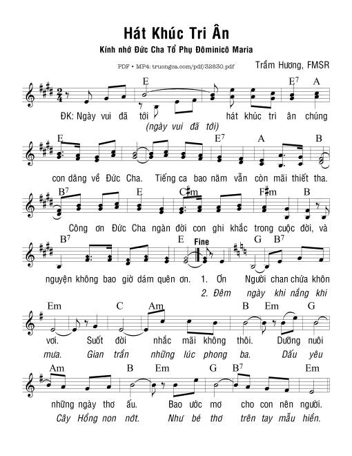 Sheet PDF of Hát Khúc Tri Ân