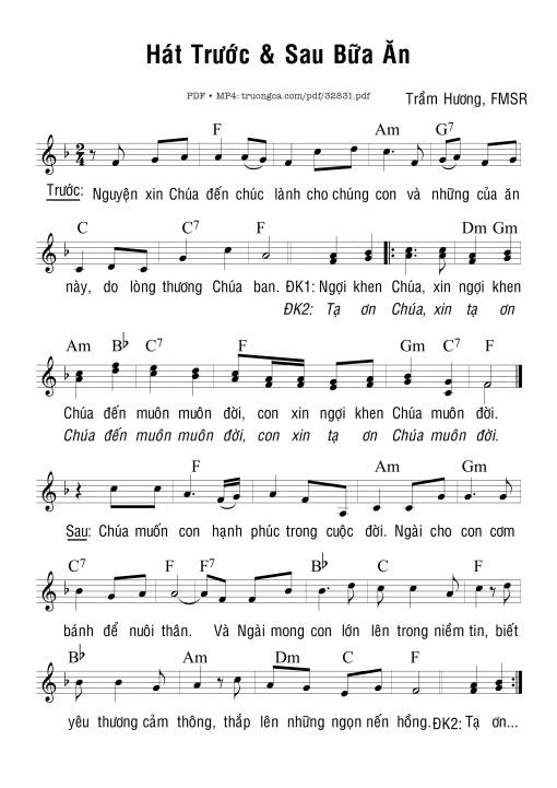 Hát Trước Và Sau Bữa Ăn