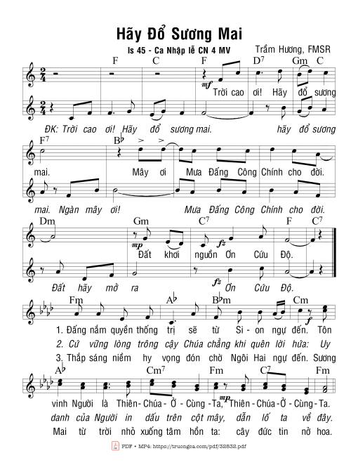 Sheet PDF of Hãy Đổ Sương Mai