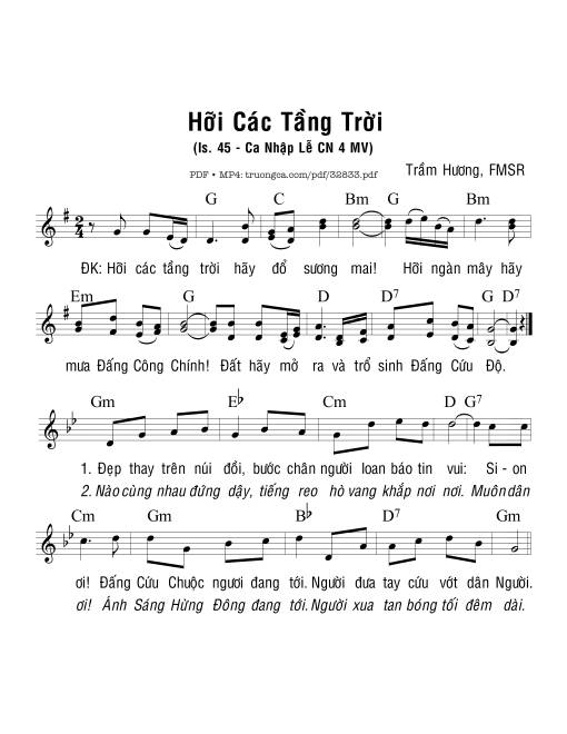 Sheet PDF of Hỡi Các Tầng Trời