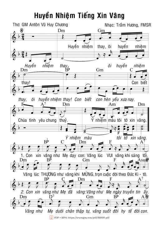 Sheet PDF of Huyền Nhiệm Tiếng Xin Vâng