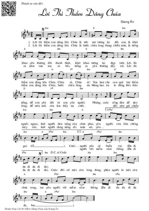 Sheet PDF of Lời thì thầm dâng Chúa
