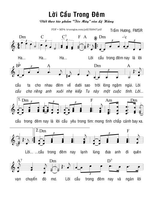 Sheet PDF of Lời Cầu Trong Đêm