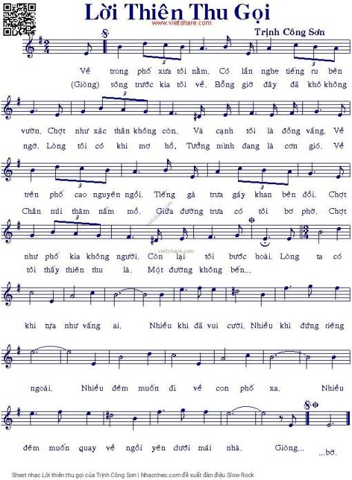 Sheet PDF of Lời thiên thu gọi