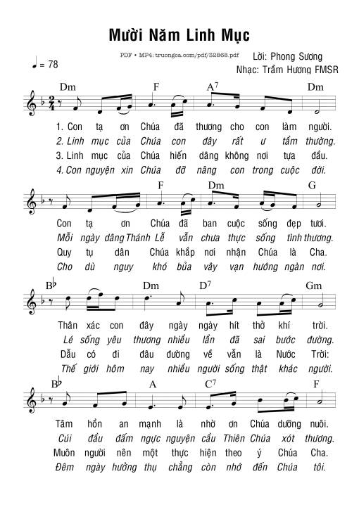 Sheet PDF of Mười Năm Linh Mục