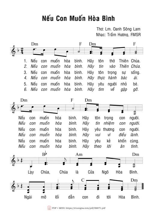 Sheet PDF of Nếu Con Muốn Hòa Bình