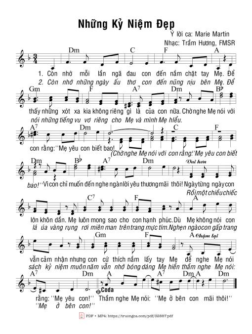 Sheet PDF of Những Kỷ Niệm Đẹp