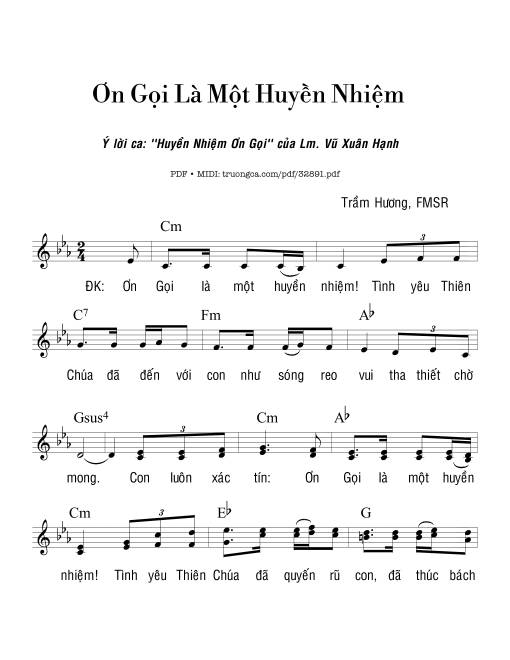 Sheet PDF of Ơn Gọi Là Một Huyền Nhiệm