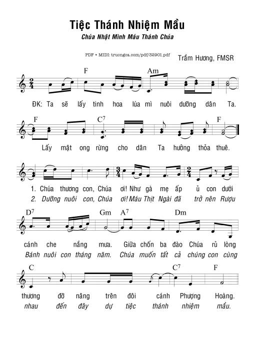 Sheet PDF of Tiệc Thánh Nhiệm Mầu