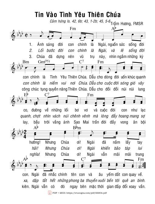 Sheet PDF of Tin Vào Tình Yêu Thiên Chúa