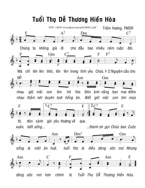 Sheet PDF of Tuổi Thọ Dễ Thương Hiền Hòa