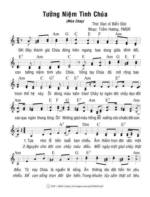 Sheet PDF of Tưởng Niệm Tình Chúa