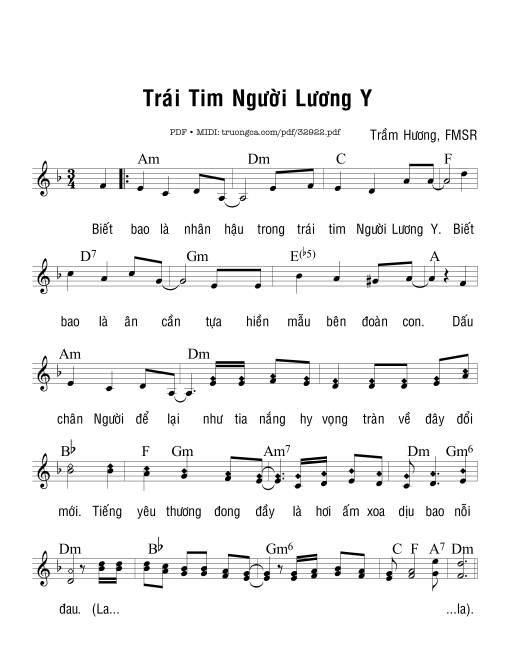 Sheet PDF of Trái Tim Người Lương Y