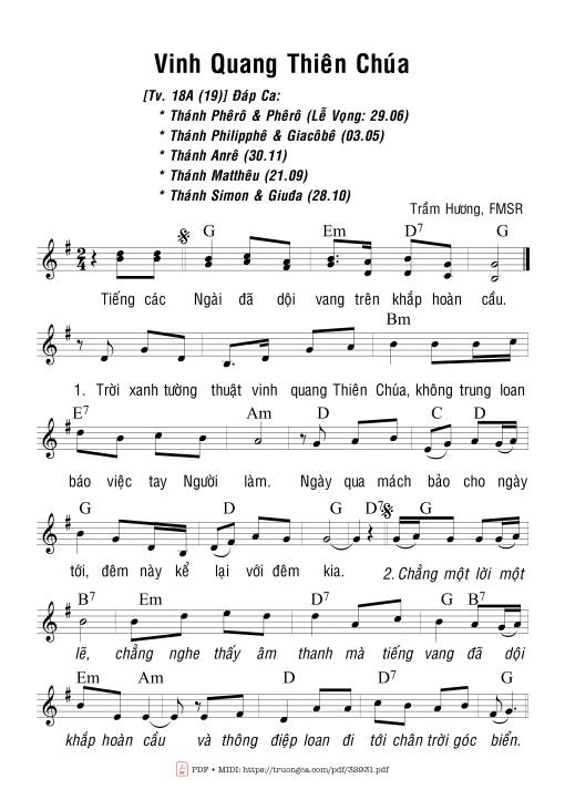 Sheet PDF of Vinh Quang Thiên Chúa