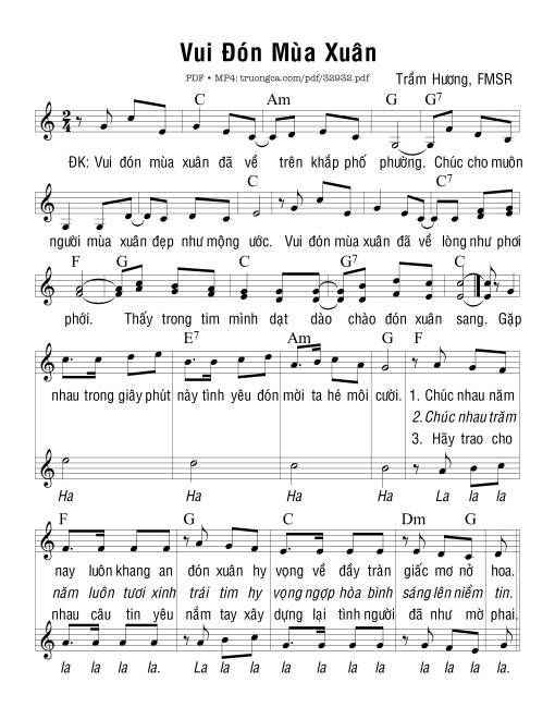 Sheet PDF of Vui Đón Mùa Xuân