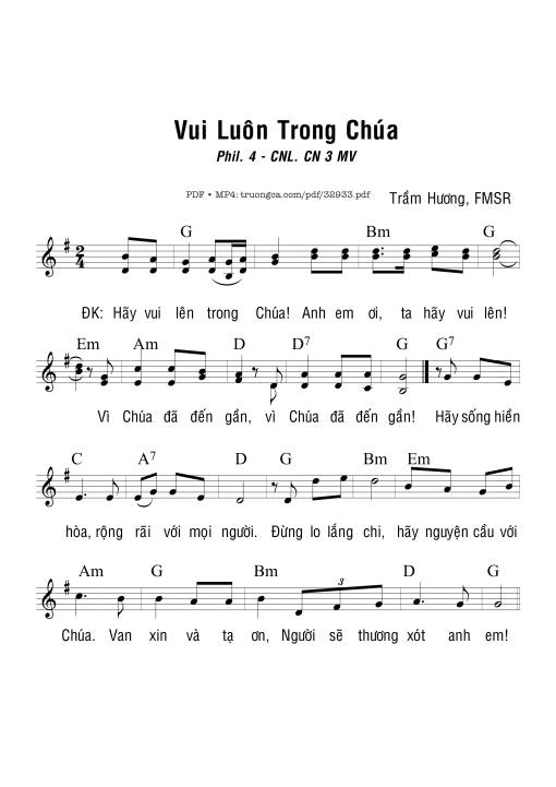 Sheet PDF of Vui Luôn Trong Chúa