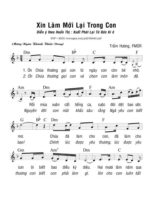 Sheet PDF of Xin Làm Mới Lại Trong Con