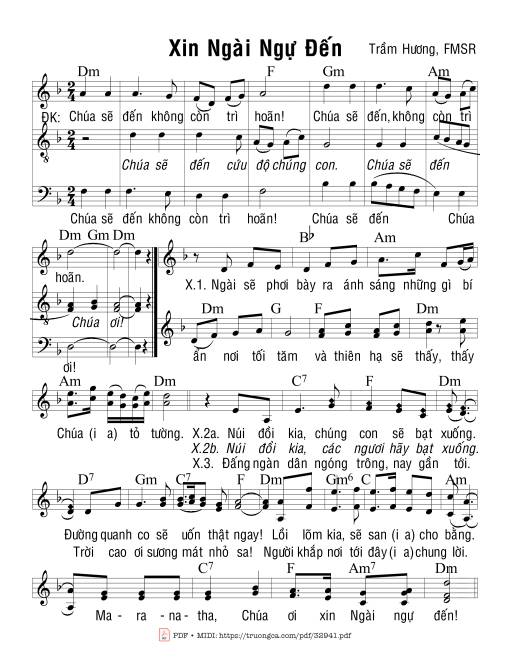 Sheet PDF of Xin Ngài Ngự Đến