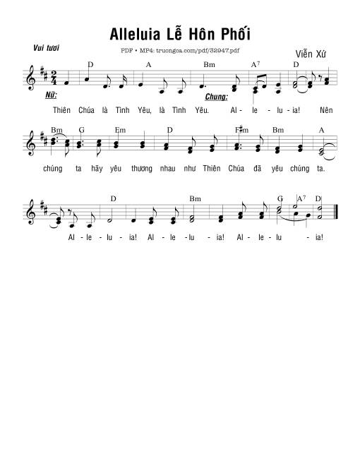 Sheet PDF of Alleluia Lễ Hôn Phối