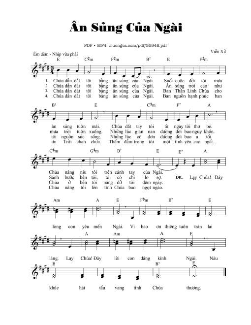 Sheet PDF of Ân Sủng Của Ngài