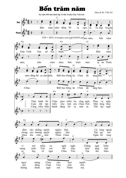 Sheet PDF of Bốn Trăm Năm