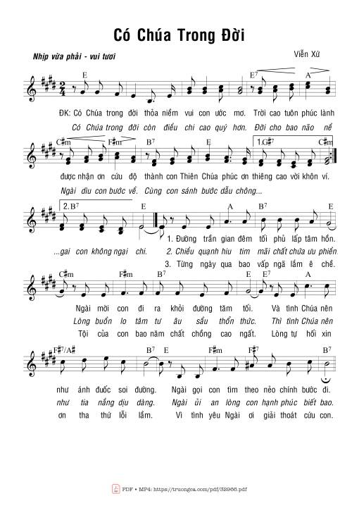 Sheet PDF of Có Chúa Trong Đời