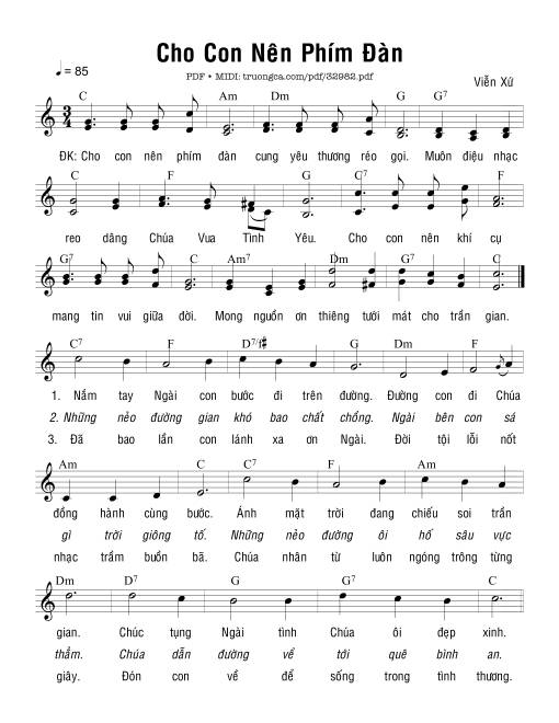 Sheet PDF of Cho Con Nên Phím Đàn