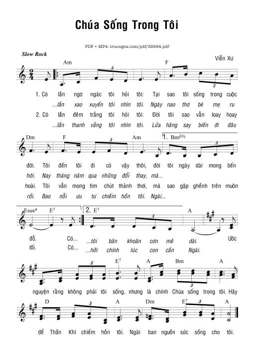 Sheet PDF of Chúa Sống Trong Tôi