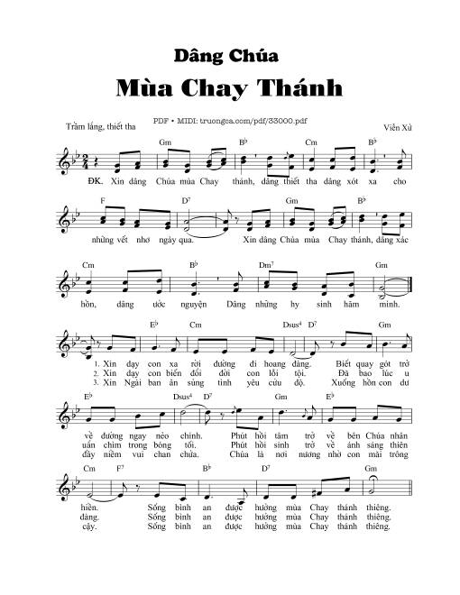 Sheet PDF of Dâng Chúa Mùa Chay Thánh
