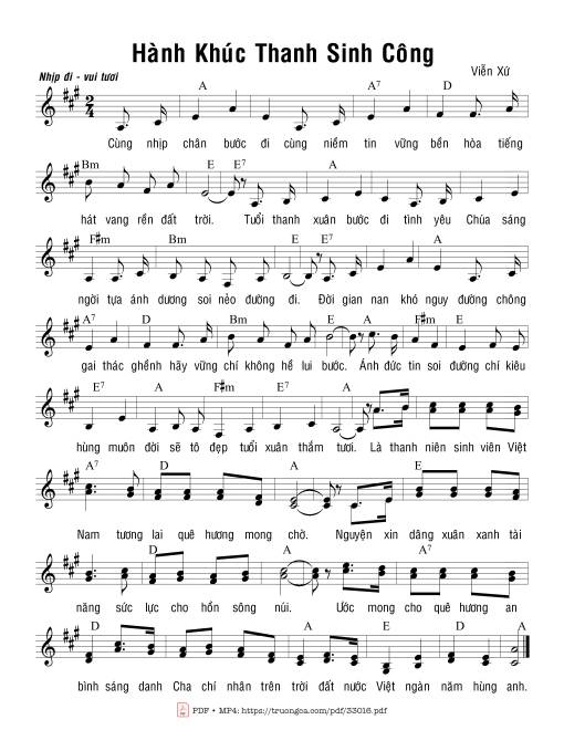 Sheet PDF of Hành Khúc Thanh Sinh Công
