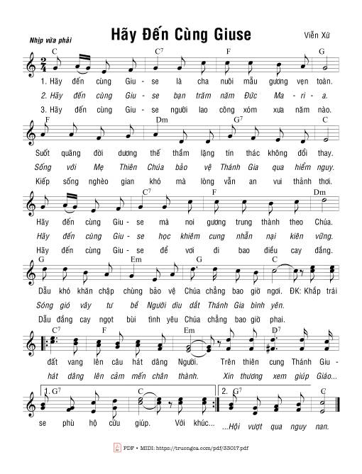 Sheet PDF of Hãy Đến Cùng Giuse