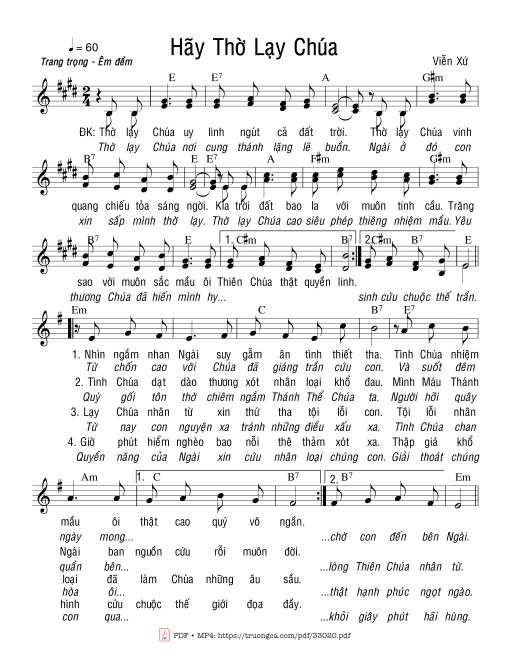 Sheet PDF of Hãy Thờ Lạy Chúa