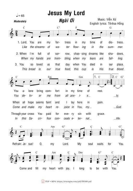 Sheet PDF of Jesus My Lord (Ngài Ơi)
