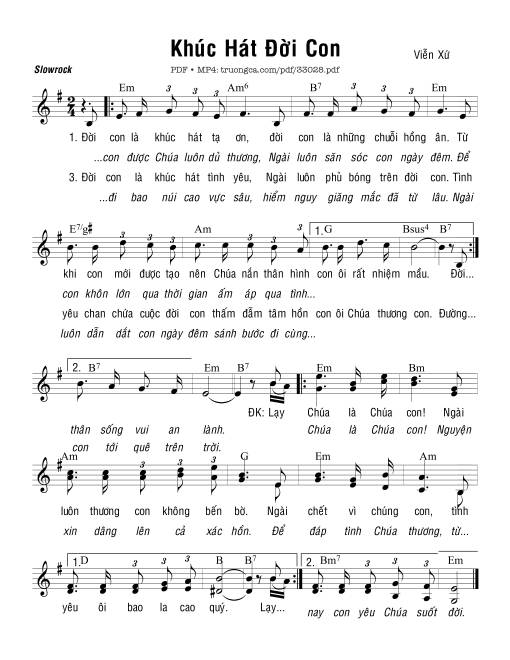 Sheet PDF of Khúc Hát Đời Con