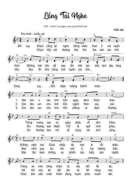 Sheet PDF of Lắng Tai Nghe