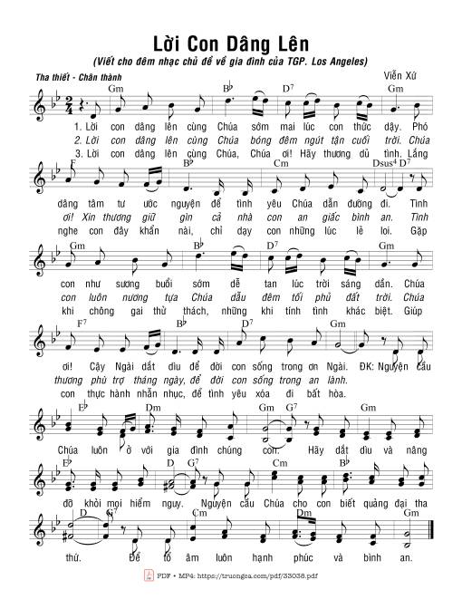 Sheet PDF of Lời Con Dâng Lên