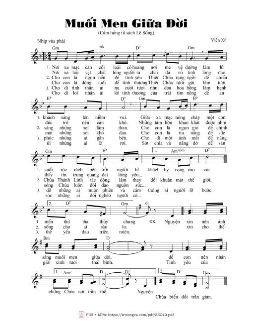 Sheet PDF of Muối Men Giữa Đời
