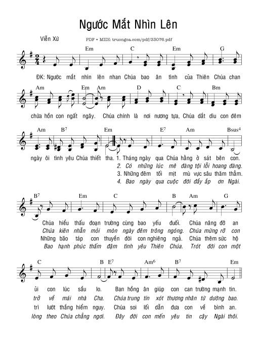 Sheet PDF of Ngước Mắt Nhìn Lên