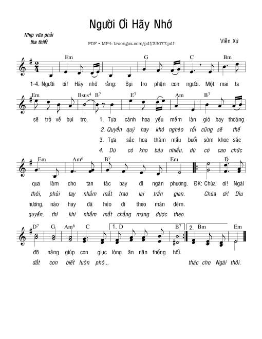 Sheet PDF of Người Ơi Hãy Nhớ