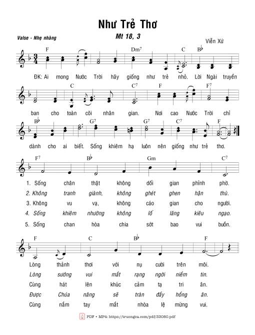 Sheet PDF of Như Trẻ Nhỏ