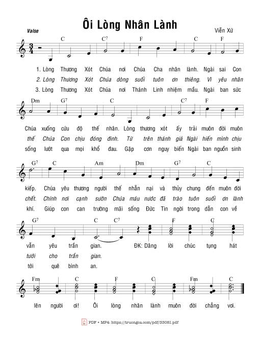 Sheet PDF of Ôi Lòng Nhân Lành