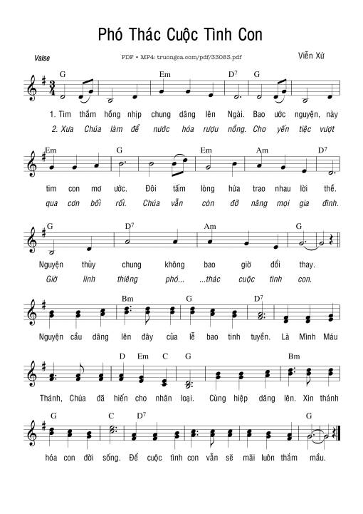Sheet PDF of Phó Thác Cuộc Tình Con