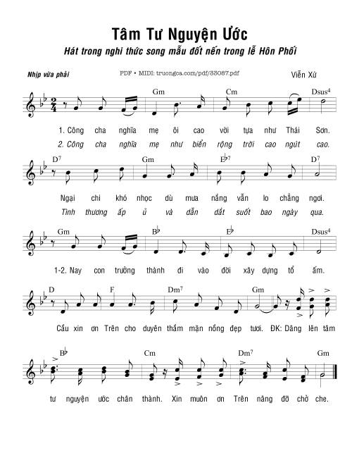 Sheet PDF of Tâm Tư Nguyện Ước