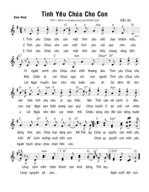 Sheet PDF of Tình Yêu Chúa Cho Con