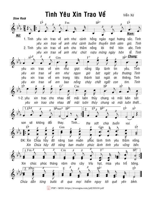 Sheet PDF of Tình Yêu Xin Trao Về
