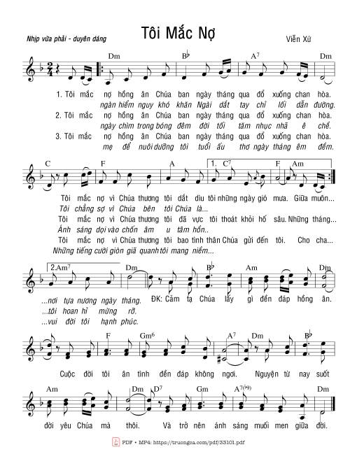 Sheet PDF of Tôi Mắc Nợ