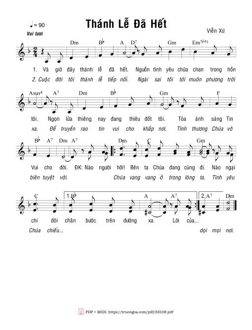 Sheet PDF of Thánh Lễ Đã Hết